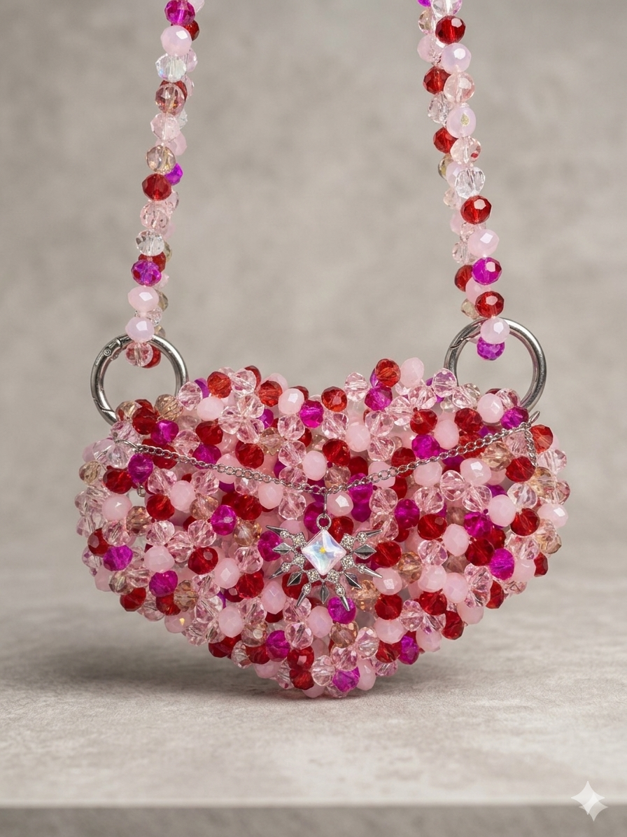 Blush Enchanté Micro Beaded Heart Bag — Versati Collection
