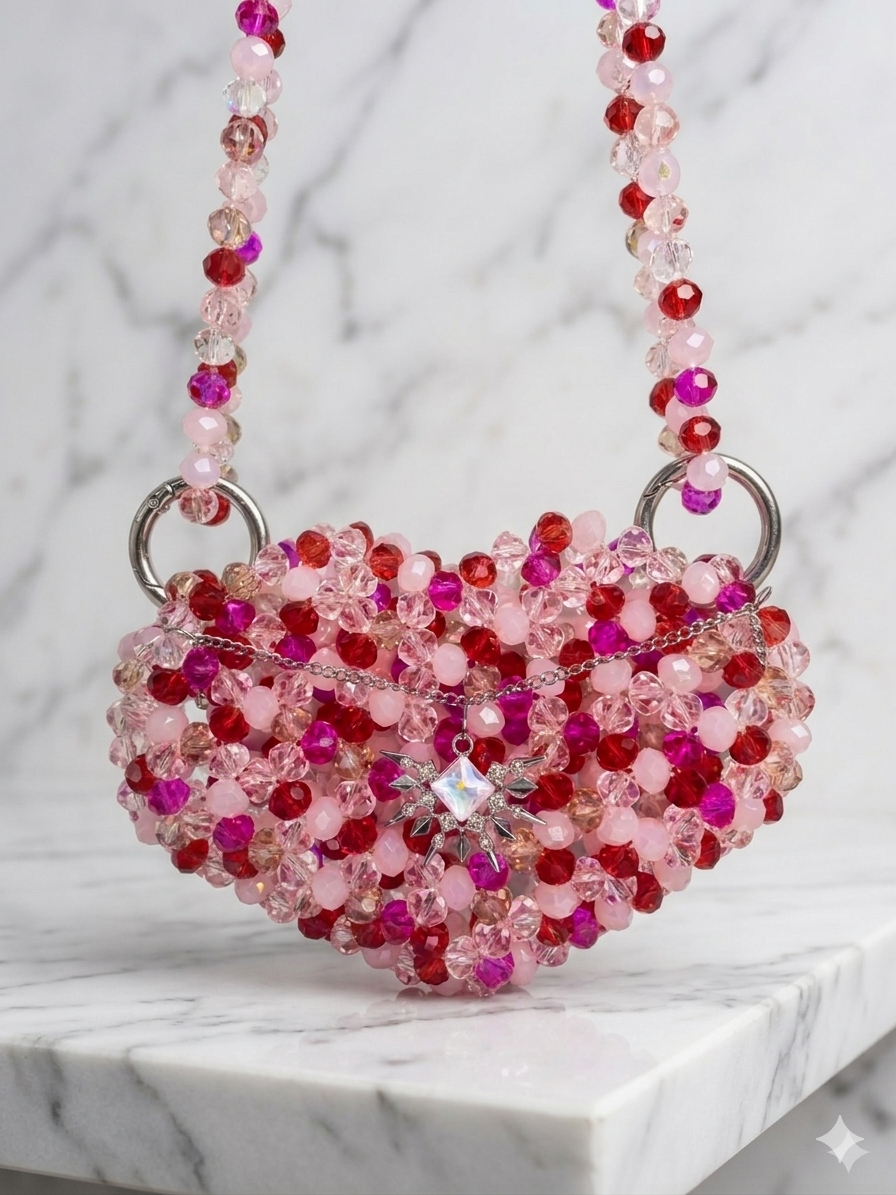 Blush Enchanté Micro Beaded Heart Bag — Versati Collection