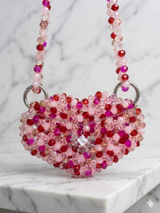Blush Enchanté Micro Beaded Heart Bag — Versati Collection