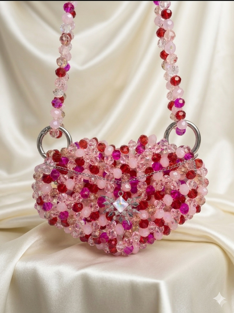 Blush Enchanté Micro Beaded Heart Bag — Versati Collection